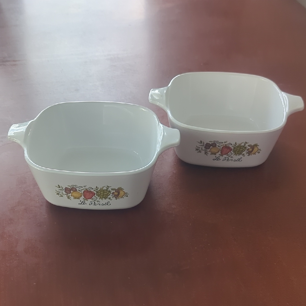 Vintage Corning Ware Spice of Life "Le Persil" P-43-B 700ml casserole set of 2
